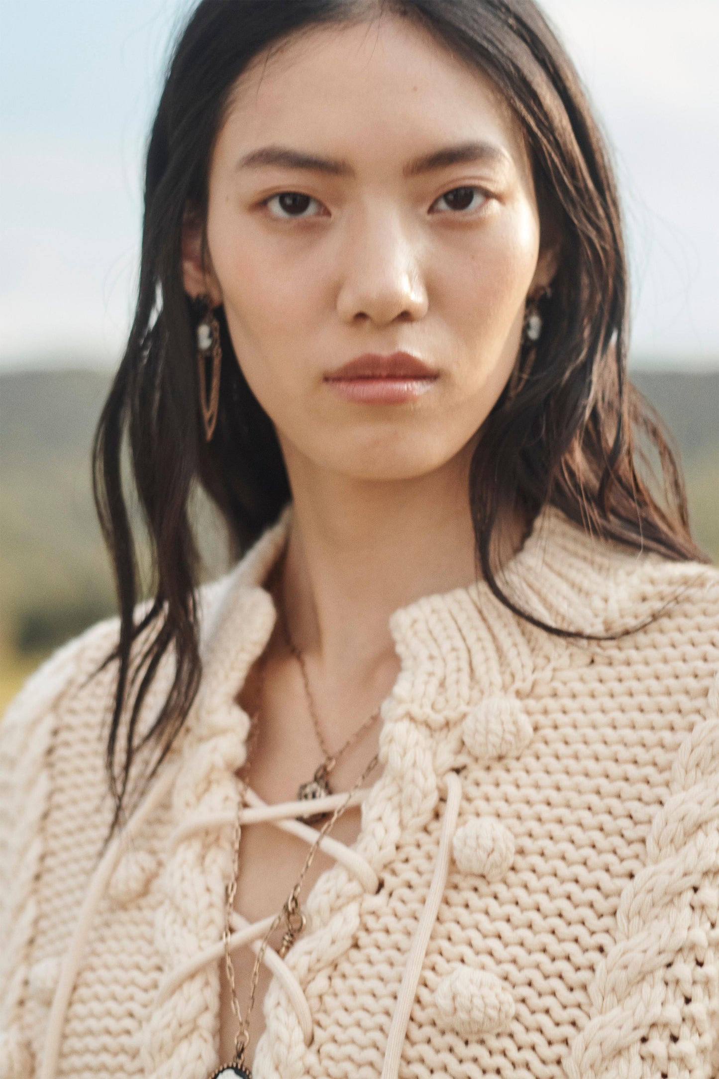 Poncho En Maille À Cordons Édition Limitée
